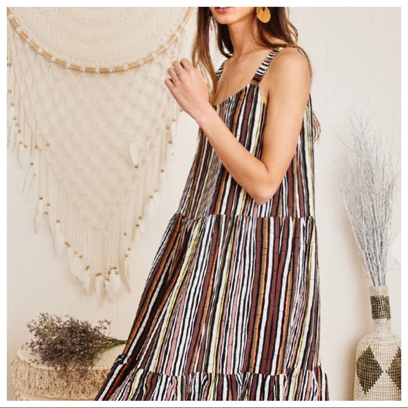 Boho Chic Gypsy Multi Stripe print Maxi Dress - Picture 5 of 5